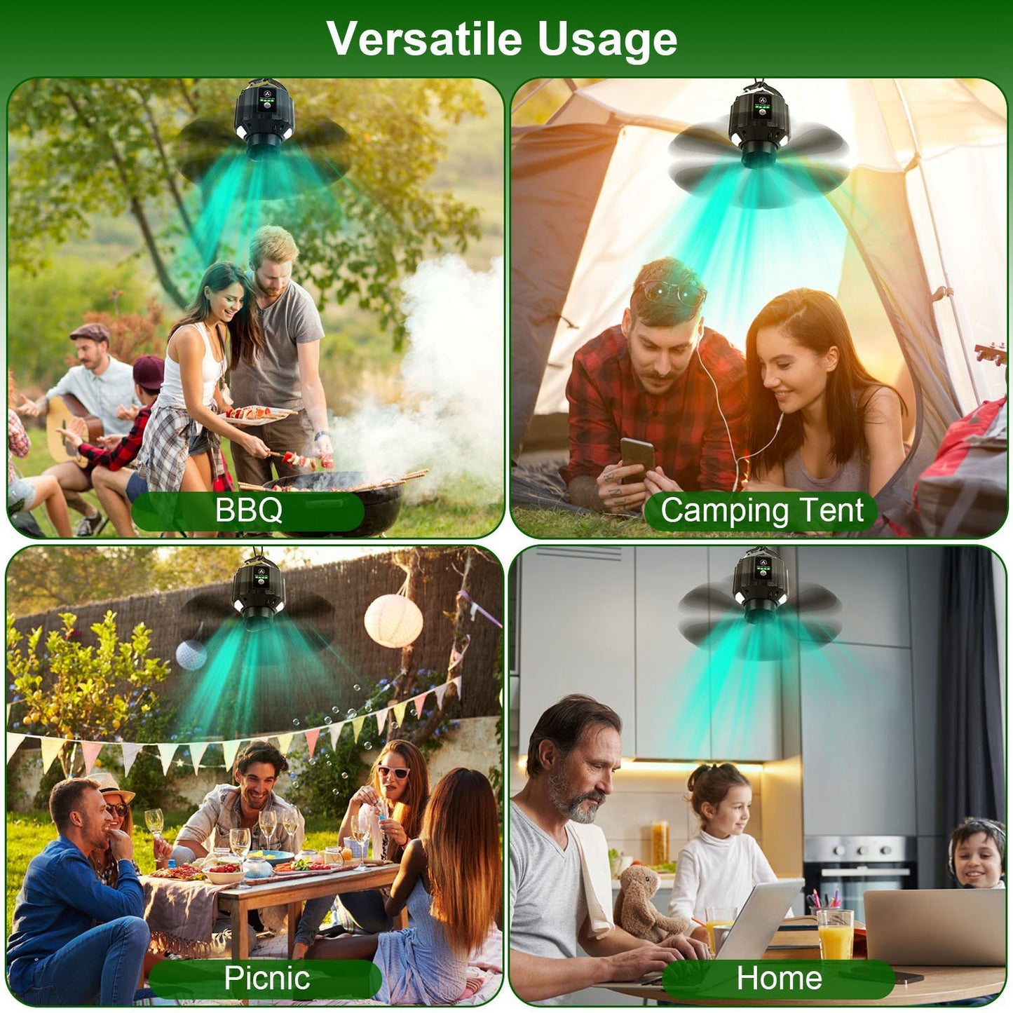 3-in-1 LED Fan: Light, Power Bank & Quiet Breeze