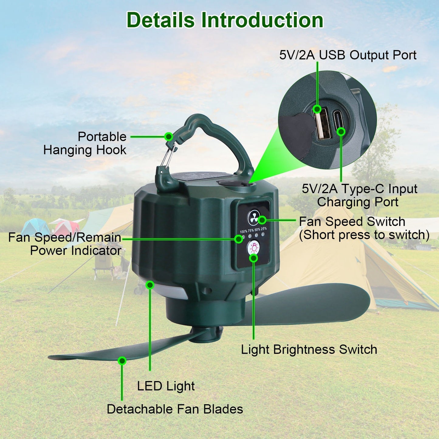 3-in-1 LED Fan: Light, Power Bank & Quiet Breeze