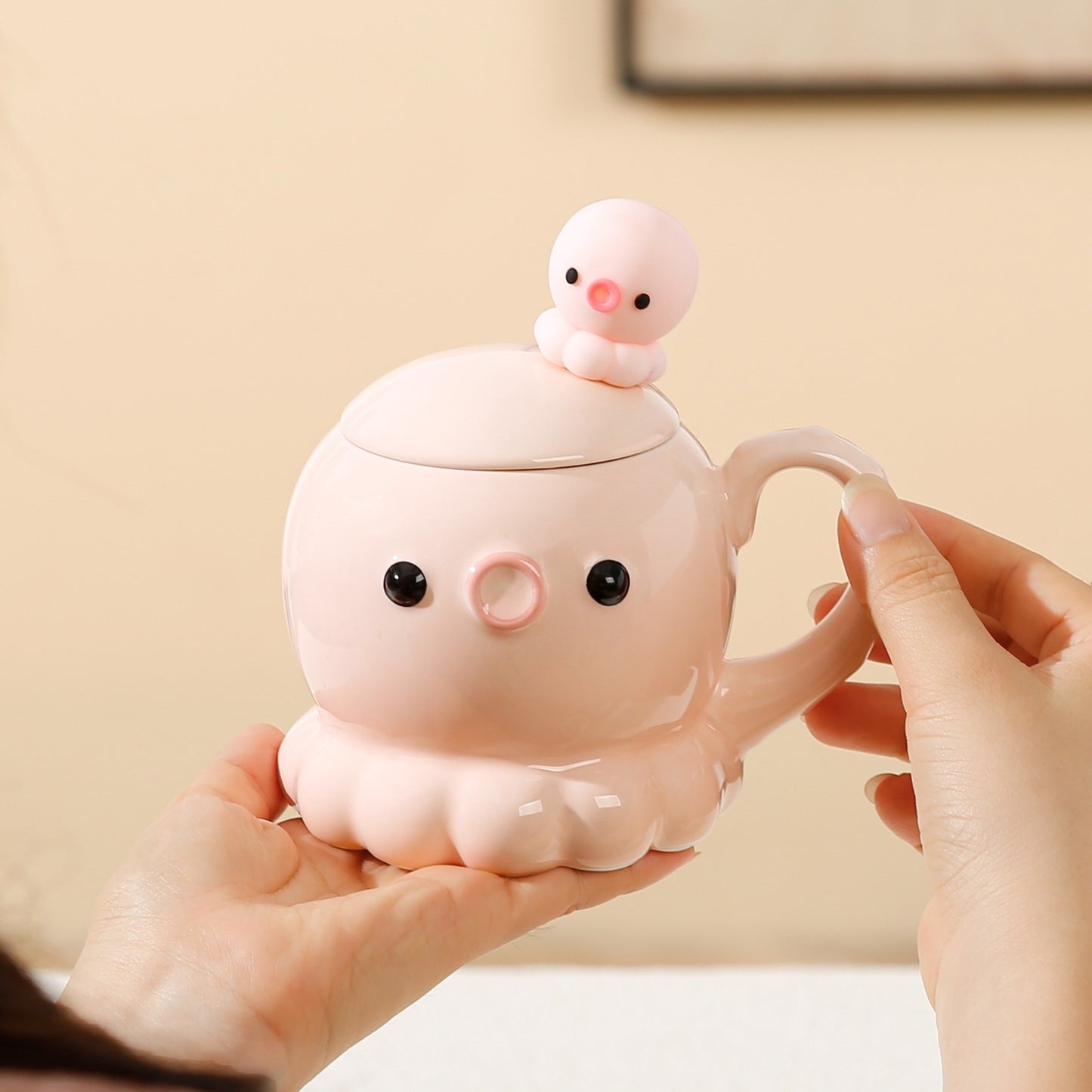 Charming Jellyfish Ceramic Mug with Lid & Spoon