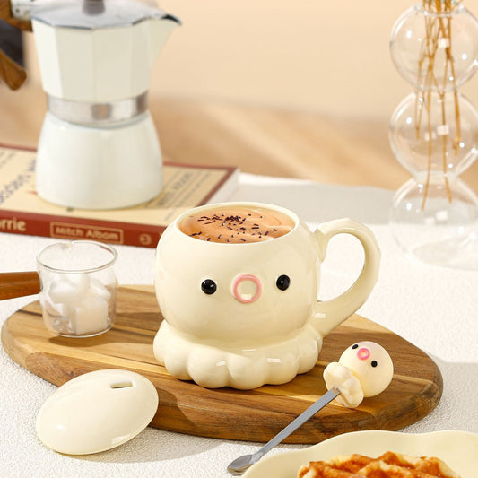 Charming Jellyfish Ceramic Mug with Lid & Spoon