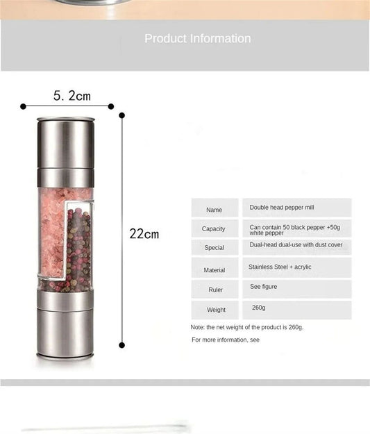 2-in-1 Stainless Steel Salt & Pepper Grinder